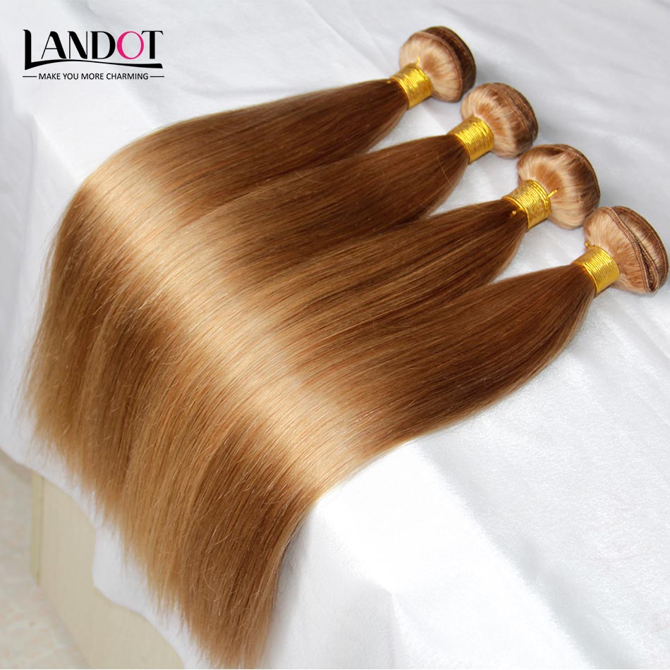 Brazilian Virgin Hair Straight TOP Honey Blonde Color 27# Peruvian Indian Malaysian Cambodian Remy Human Hair Weave Extensions 3/4 Bundles