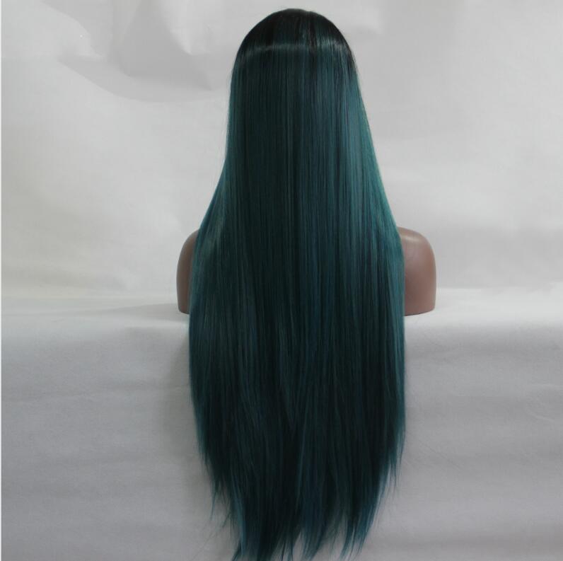 Fashion synthetic Ombre dark green wigs style synthetic lace front wigs womens frontal Lace wigs