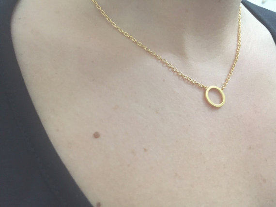30PCS Gold Silver Simple Dainty Circle Necklace Open Circle Outline Necklace eternity karma circle round necklace jewelry