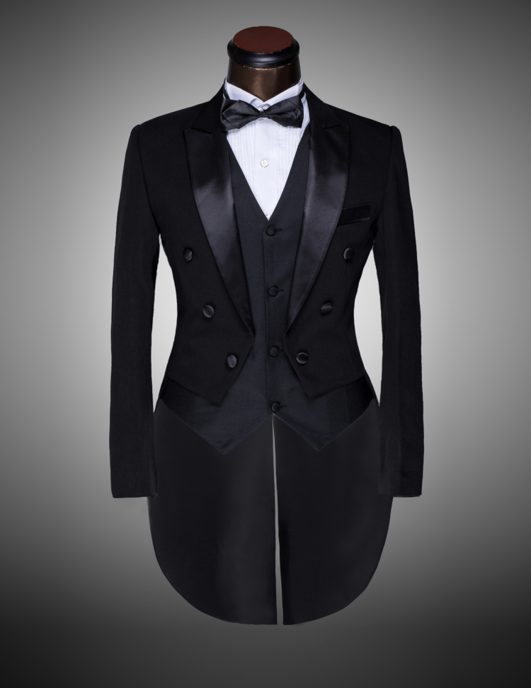 Wholesale-Custom Brand New cool Groom Tuxedos Men Wedding Dress Bridegroom Suit Best man Suit swallow-tailed coat (Jacket+Pants+tie+vest )