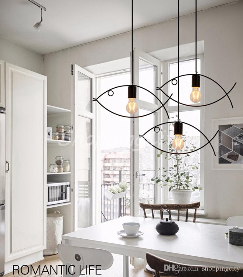 LED Pendant Lights Creative Personality Fish Bar Minimalist Dining Room Nordic Hanging Lamp Droplight Style