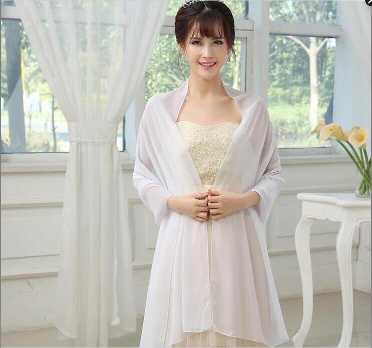 Long Chiffon Bride shawl Bridal Wraps Sunscreen Scarves Size 150cm*40cm Red Purple Pink Yellow Or Custom Color