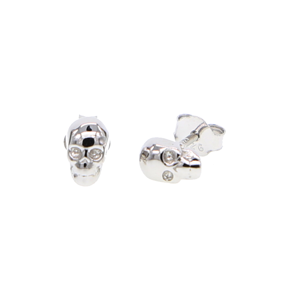 925 sterling silver cute 47mm delicate mini small tiny skull studs high quality polished girl women jewelry earring 925