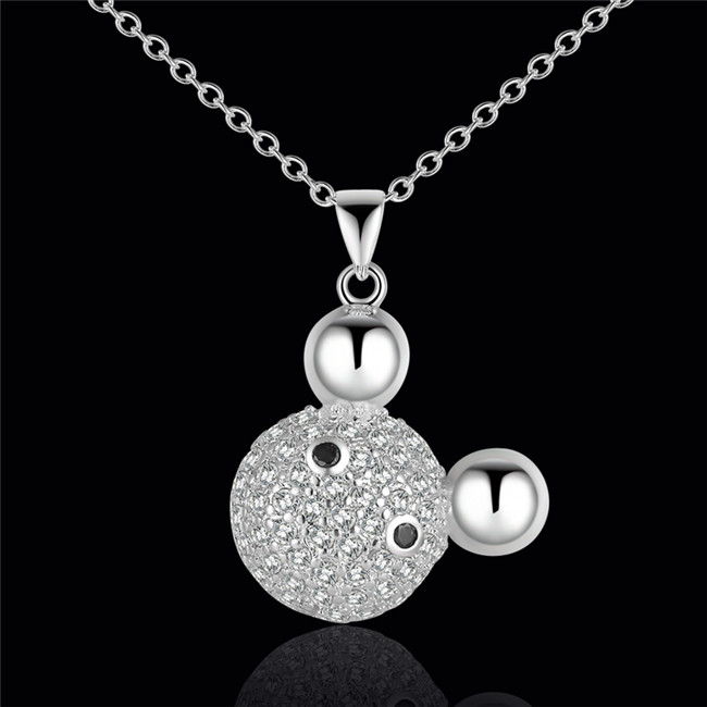 Free shipping bear pendant necklace white gemstone sterling silver plate necklace STSN541,hot sale fashion 925 silver necklace factory
