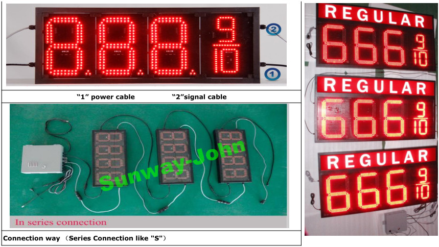 High Bright Gas station led gas sign 16 inches digits LED fuel sign red color 8888 888910