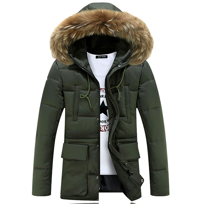 Fall-2016 Casual Long Fur Hooded Parkas Hombre Invierno Thick Cotton-padded Mens Winter Parka With Fur Hood