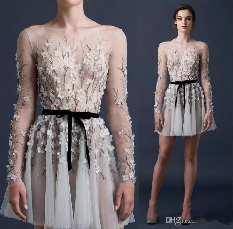 Paolo Sebastian 2017 Sexy Cocktail Dresses Long Sleeve 3D-Floral Appliques A Line Party Gowns Bateau Neck Beaded Illusion Bodice Prom Dress, White
Paolo Sebastian 2017 Sexy Cocktail Dresses Long Sleeve 3D-Floral Appliques A Line Party Gowns Bateau Neck Beaded Illusion Bodice Prom Dress, White