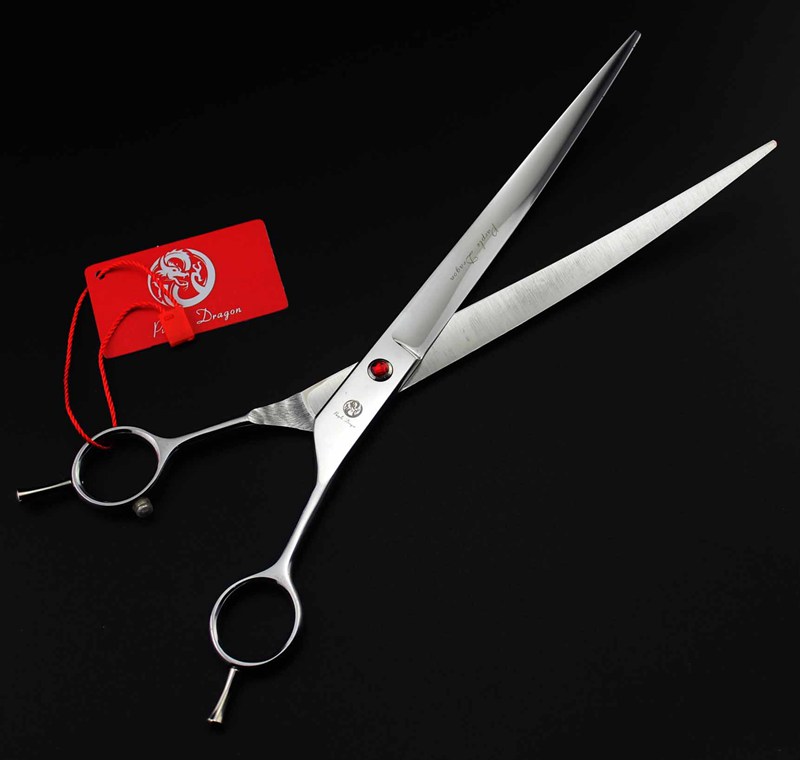top quality with leather case purple dragon 9.0" professional hair cutting scissors Pet hair scissors Curved scissors 62HRS 9CR