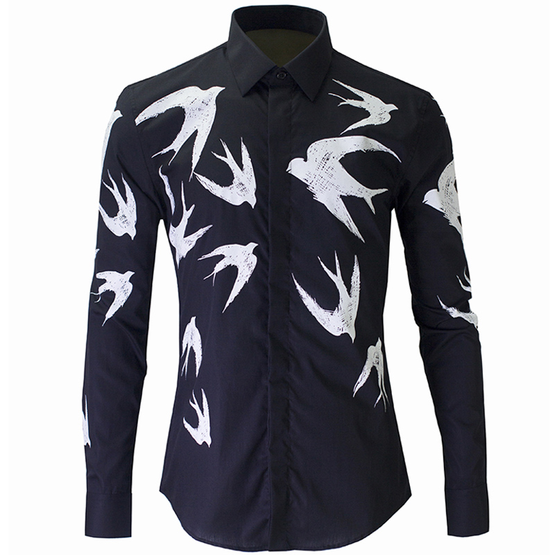 Wholesale- New Black Shirt Men Chemise Homme 2020 Fashion Swallow Printed Slim Fit Long Sleeve Mens Dress Shirts Casual Cotton Shirt
Wholesale- New Black Shirt Men Chemise Homme 2020 Fashion Swallow Printed Slim Fit Long Sleeve Mens Dress Shirts Casual Cotton Shirt