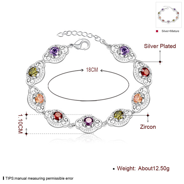 Hot sale christmas gift 925 silver Color stone bracelets DFMCH427,new fashion sterling silver plate Chain link gemstone bracelets high grade