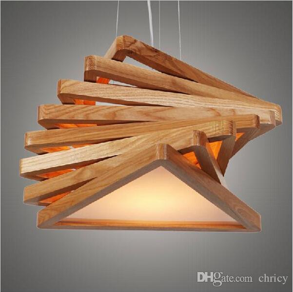 Novelty modern handmade wood pendant lights chandeliers lighting E27 for bar restaurant dining room decoration indoor lighting fixture
