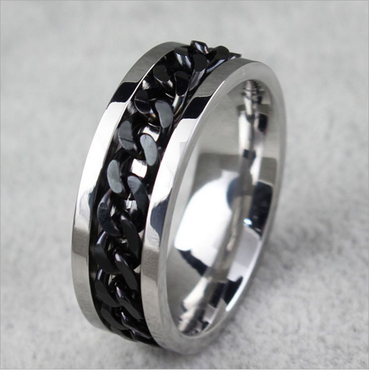 Wholesale-2015 New Romatic Love Stainless Steel Couple Rings Classic Mens Silver Gold Curb Wedding Rings Free shipping
