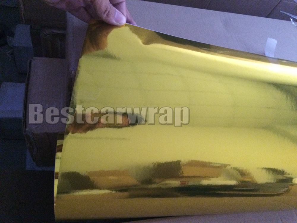 High stretch Chrome gold Vinyl Wrap Full Car Wrapping Mirror with Air Bubble Free Vehicle Covers graphis 1.52*20M/Roll 5x65ft