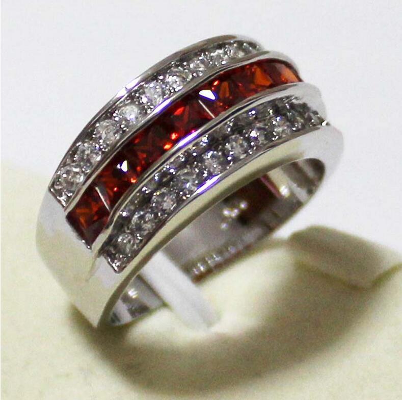 Victoria Wieck Princess Men Fashion Jewelry 10KT White Gold Filled Sapphire&Ruby&Topaz CZ Diamond Gemstones Party Popular Wedding Band Ring