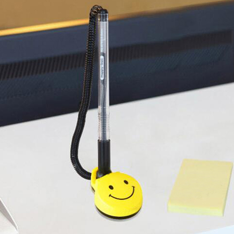 8Pcs/lot 0.5mm Gel Pens Swivel Stand Writing Pens Smile Face Desk Office Front Desk Counter Signing Pens Papelaria