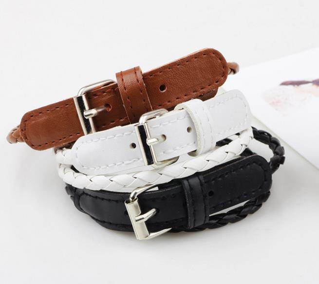 weave leather bracelet wristband fashion women men 2 layers rope buckle belt bracelets charm jewelry girl boy party Christmas gift
