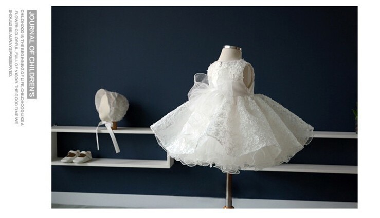 Noble white bow baptism christening gown,New born baby girls/infant princess Tutu birthday dresses,batizado,bapteme