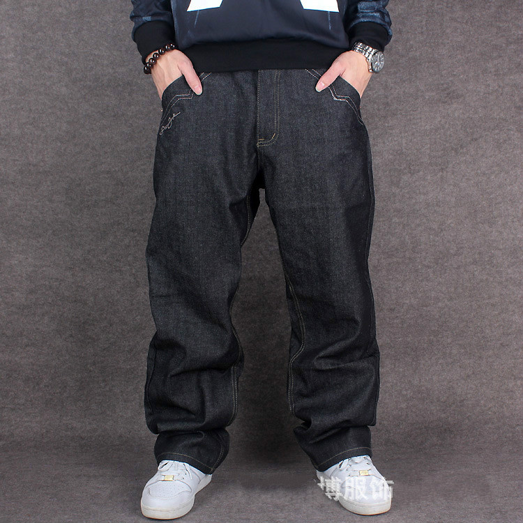 Wholesale-2016 Men Hip Hop Baggy Jeans For Street Dancing & Skateboard Loose Fit High Quality With Embroidery Plus Size 30 To 46 Hot, Black
Wholesale-2016 Men Hip Hop Baggy Jeans For Street Dancing & Skateboard Loose Fit High Quality With Embroidery Plus Size 30 To 46 Hot, Black