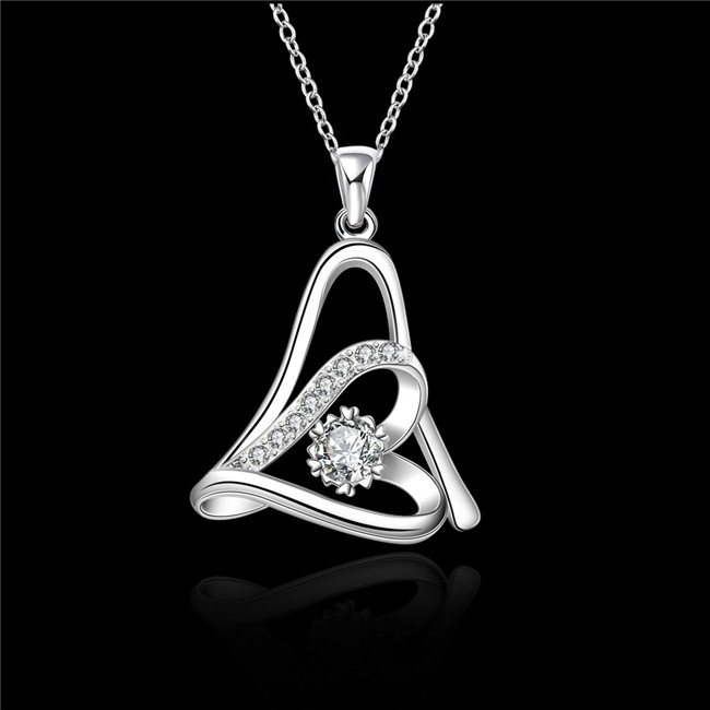 Brand new women's heart shape Pendant Necklace white gemstone sterling silver plated necklace STSN639,fashion 925 silver necklace