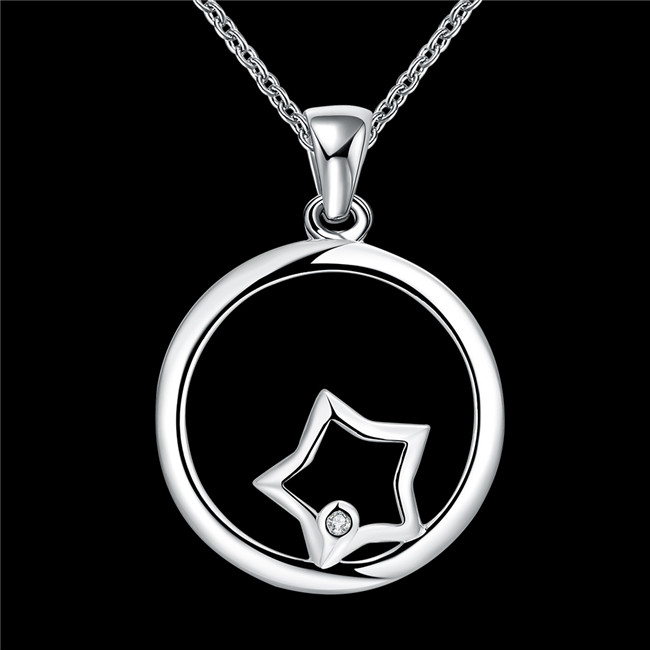 High grade women's Annulus shape Pendant Necklace white gemstone sterling silver necklace STSN704,brand new fashion 925 silver necklace