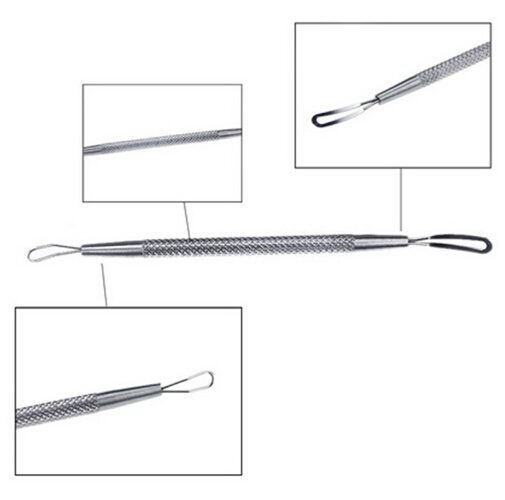 Wholesale-Silver Stainless Blackhead Comedone Acne Blemish Extractor Remover Pimple Pin Cosmetic Health Beauty Care Needle Tool