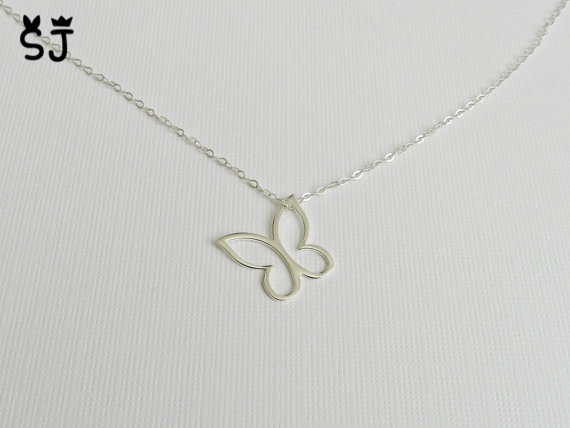 30PCS Cut Outline Women Butterfly Necklace Open Butterfly Wing Pendant Necklaces for Women Simple Animal Insect Necklaces