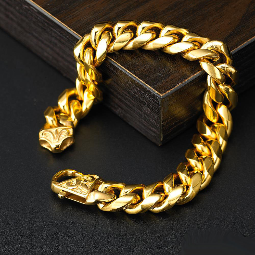 14mm Wide Heavy Gold Silver Cuban Curb Link Rombo 316L Stainless Steel Bracelet Mens Chain Boys Jewelry
14mm Wide Heavy Gold Silver Cuban Curb Link Rombo 316L Stainless Steel Bracelet Mens Chain Boys Jewelry