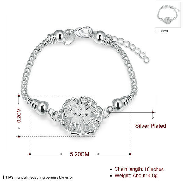 Hot sale gift 925 silver Double petals Bracelet DFMCH385,Brand new fashion 925 sterling silver Chain link gemstone bracelets high grade