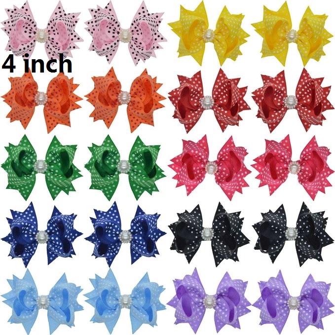 4INCH double Hair Botwknot with Clip Handmade baby headband Baby Girls' Hair Accessories 20pieces
