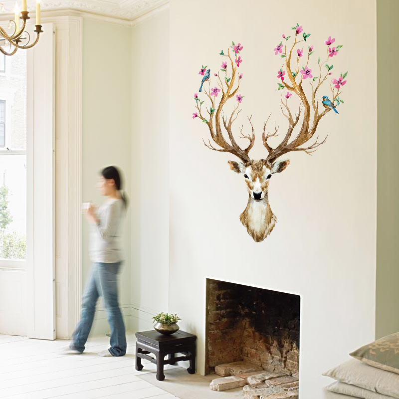 New Christmas Reindeer Wall Stickers For Living Room Bedroom Sika Deer 3D Art Decals Home Decoration Creative DIY Wallpaper8583609