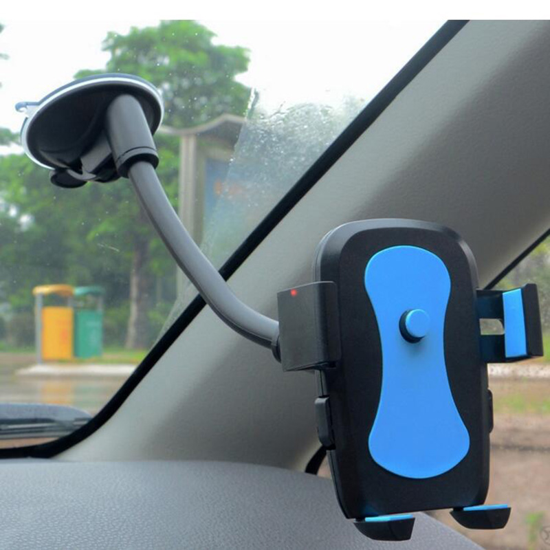 Update Universal Car Windshield Mount Holder 360 Degree Rotation Long Hose Sucker Automatic Lock Cell Phone GPS Holders Bracket Stands
