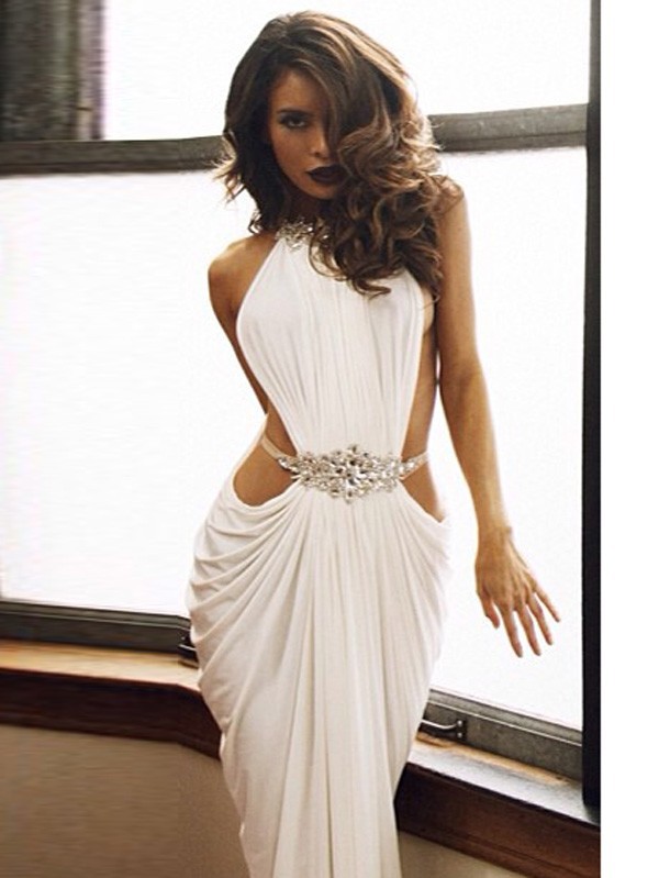Vestido Free Shipping 2016 Fashion Prom Dresses Sexy Trumpet/Mermaid High Neck Rhinestone White Formal Evening Gowns