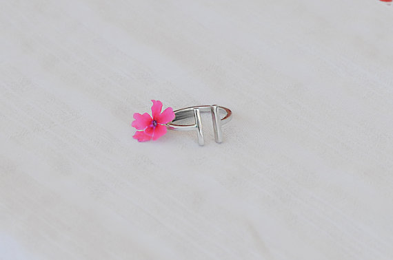 10PCS- R004 Tiny Double Parallel Bars Ring Simple Open Square Bar Rings Adjustable Rectangle Stick Rings Modern Minimalist Rings for Women