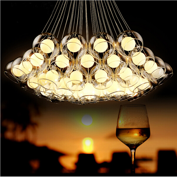 Modern Art Glass Chandelier DIY Glass Ball Pendant Light Fixture G4 Hanging Light for Living Room Bar Restaurant AC85-265V