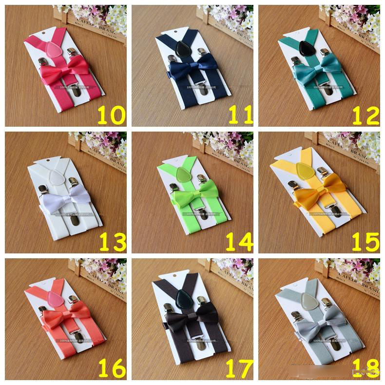 26 Colors Kids Suspenders Bow Tie Set for 1-10T Baby Braces Elastic Y-back Boys Girls Suspenders Accessories Free Shipping