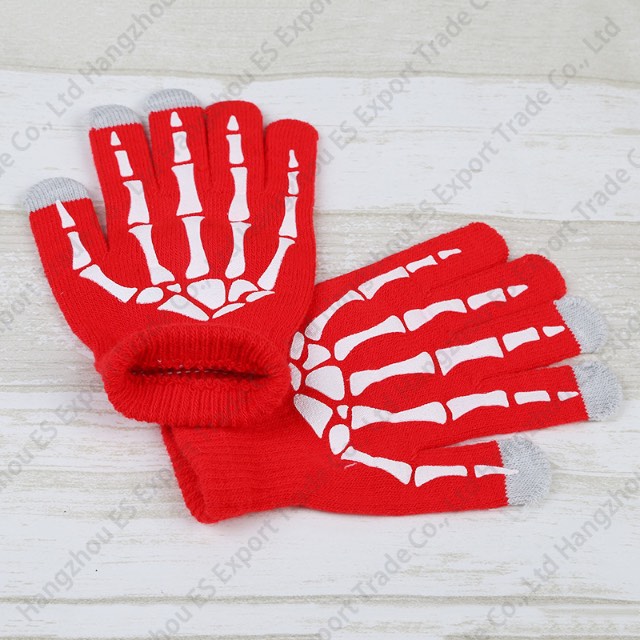 Pure Color Knitted Hand Bone Fingers Gloves Touch Screen Glove Fashionable Winter Anti-freeze Men And Women 6 Colors