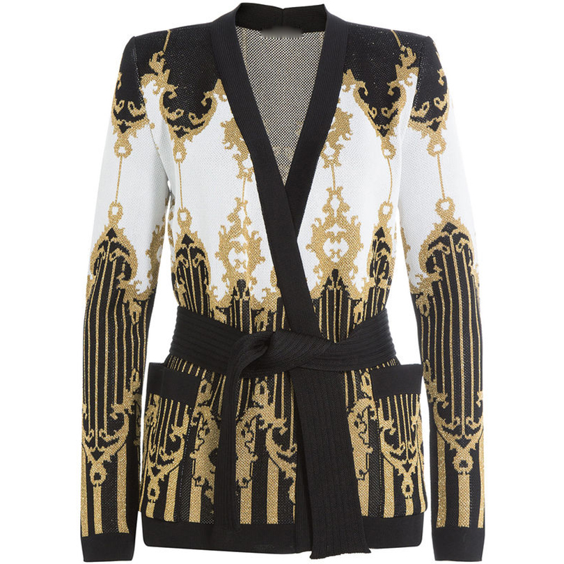 Wholesale- TOP QUALITY 2017 Paris Fashion Designer Jacket Women' Tie Belt Gold Thread Knitting Cardigan Outer Sweater Jacket, As pic
Wholesale- TOP QUALITY 2017 Paris Fashion Designer Jacket Women' Tie Belt Gold Thread Knitting Cardigan Outer Sweater Jacket, As pic