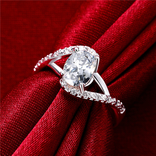 Hot sale Full Diamond fashion Kelp Ring with stone 925 silver Ring STPR004-D brand new gemstone sterling silver plated finger rings