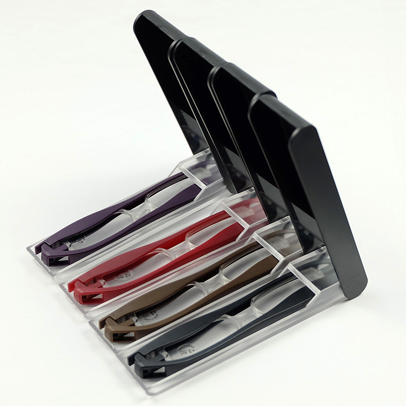 New Arrival Slot Style Legs 4 Colors Rotatable Folding Reading Glasses With Black Protective Plastic Case Wholesale