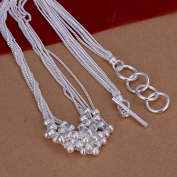 Brand new Six-lane Sand beads sterling silver plate necklace STSN001,fashion 925 silver Chains necklace factory direct sale
