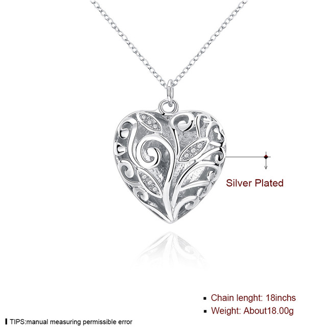 Brand new Three dimensional heart shape pendant necklace white gemstone sterling silver plated necklace STSN224 ,fashion 925 silver necklace