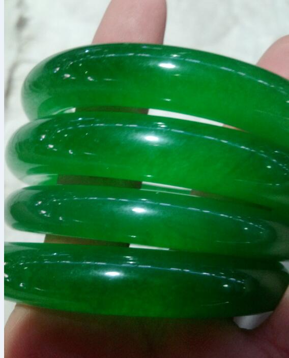 5659mm IMPERIAL GREEN NATURAL JADE BANGLE JADEITE BRACELET CHARM JEWELRY B9
