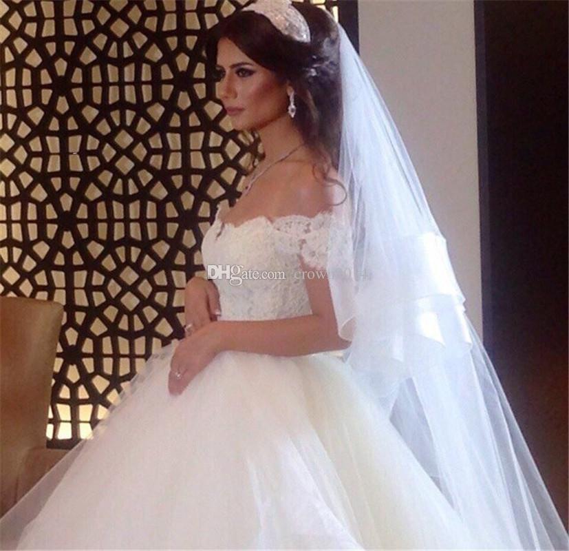 Vintage Lace Off The Shoulder Wedding Dress Sexy Backless Court Train Ruffles Tulle Long Bridal Ball Gowns Vestidos De Novia Romantic