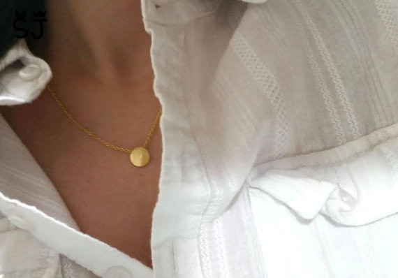 10PCS Brushed Round Circle Necklace Tiny Disk Coin Necklace Geometric Disc Dot Necklace Simple Pie Necklaces for Women