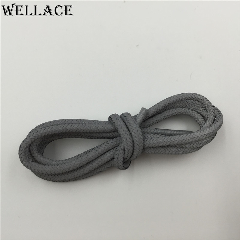 Wellace Solid Pure Color 3M reflective shoelaces Round flat safety shoe lace plastic tips latchet ropelaces 120cm for Sport Shoes Decoration