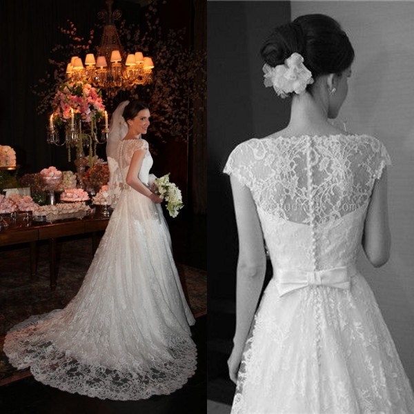 Vintage Arabic Wedding Dresses Full Lace A Line Sheer Bateau Neckline Cap Sleeves Illusion Back Bridal Gowns with Sash Bow Vestido De Noiva, Ivory
Vintage Arabic Wedding Dresses Full Lace A Line Sheer Bateau Neckline Cap Sleeves Illusion Back Bridal Gowns with Sash Bow Vestido De Noiva, Ivory