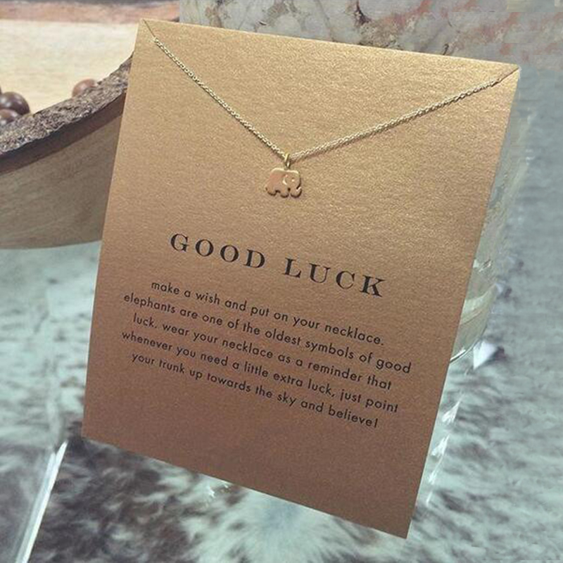 Wholesale-Moon Dogeared Good Luck Alloy Elephant Gold Plated Shorts Chains Clavicle Necklaces & Pendants New Fashion Jewelry For Women