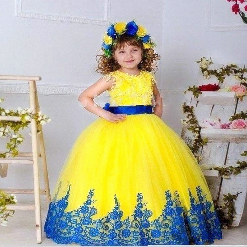 Wedding Lace Flower Girls Dresses Princess Backless Dresses Kids Girl's Pageant Dresses TuTu Dress Communion Dress New