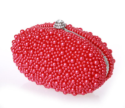 New Arrival 2016 Ivory Red Black Pearls Bridal Handbags For Women Cheap High Quality Hobos Diamonds Wedding Party Clutch Bags EN603