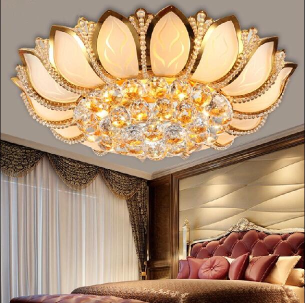 Round Crystal Chandeliers D50cm Flush Mount Ceiling Lamp E14 Led Stainless Steel Lustre Hanging Lights Fixtures Indoor Lighting
